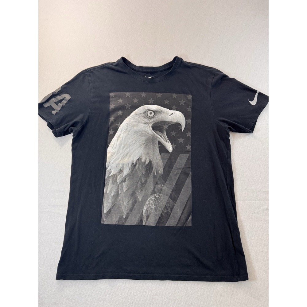 The Nike Tee USA Olympics T Shirt Mens L Black Eagle American Flag Athletic Fit